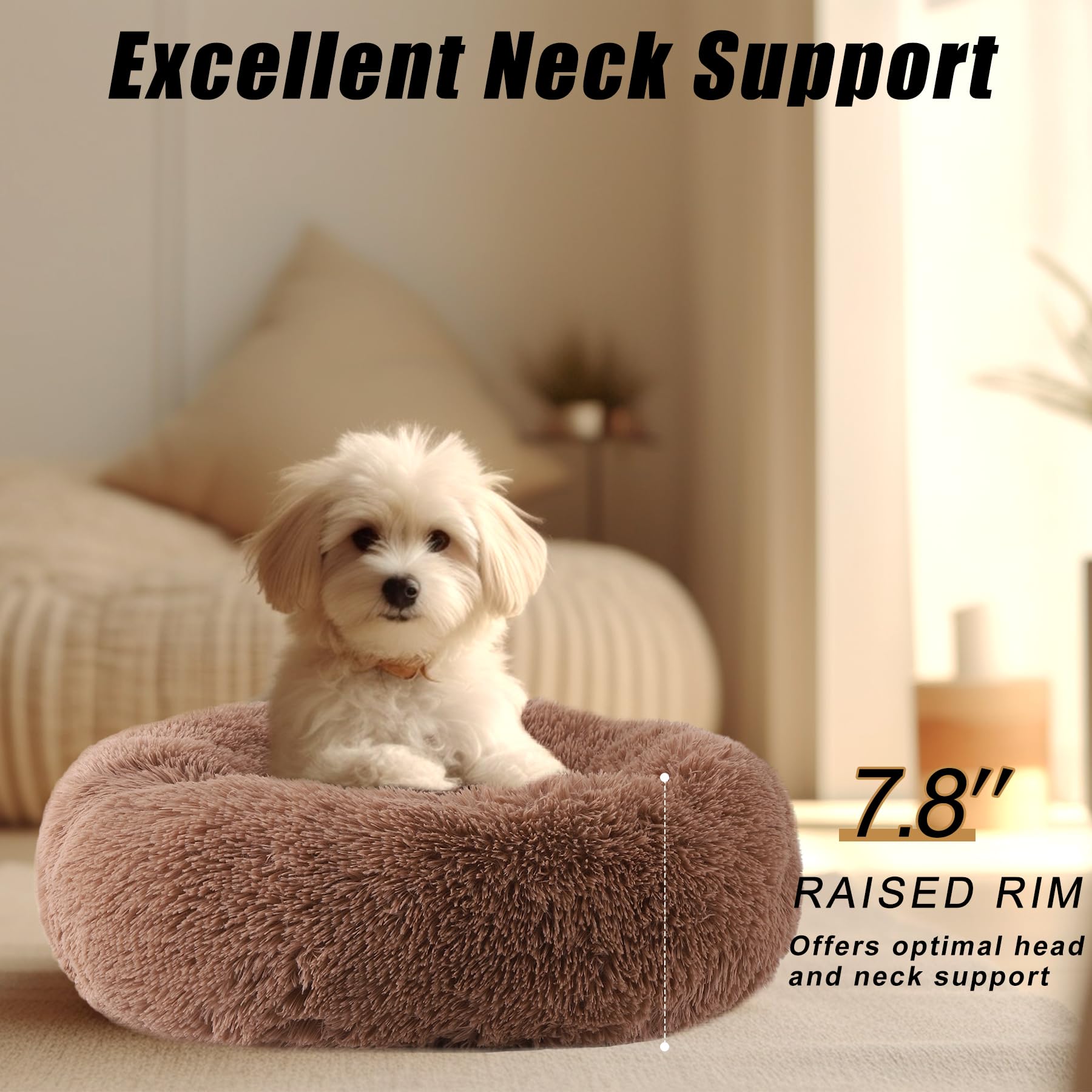 WgoogW round cat bed with soft plush fabric for indoor lounging.