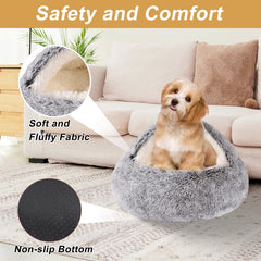 WgoogW hooded dog bed bottom-oxford, anti-slip for stable placement.