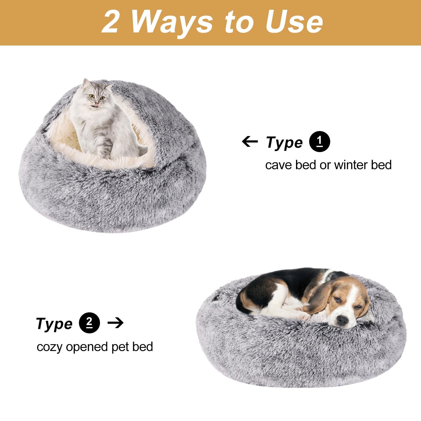 WgoogW hooded dog bed grey interior-view with plush warmth for snug retreats.