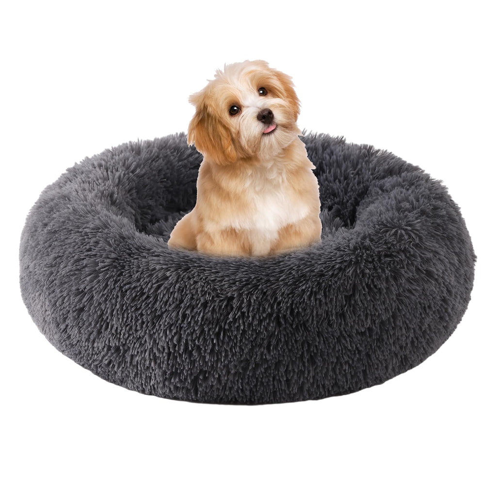 WgoogW small-round-dog-bed fluff front view for cozy naps and security.