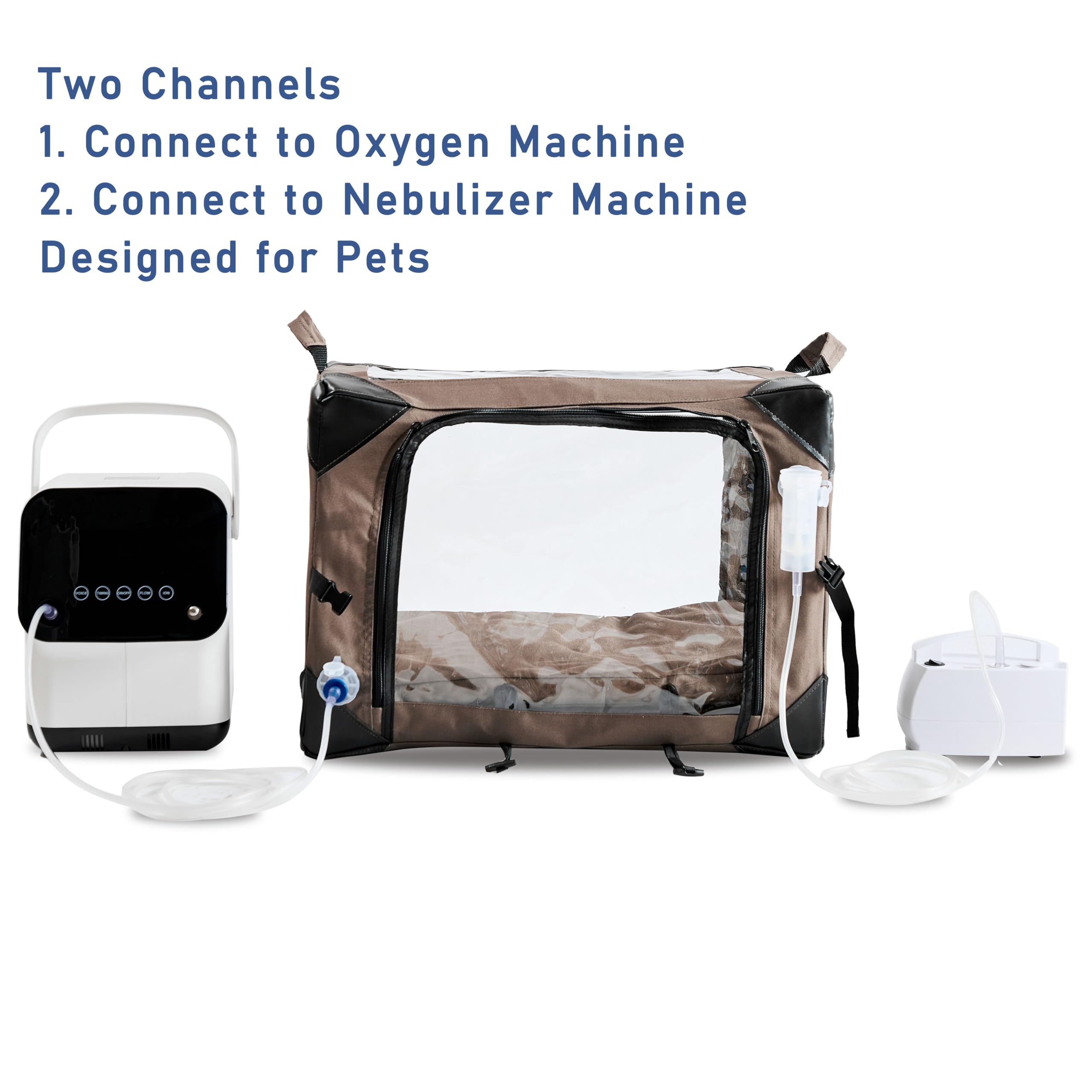 WhaleSing Pet Oxygen Cage includes nebulizer cup accessories for care routines.