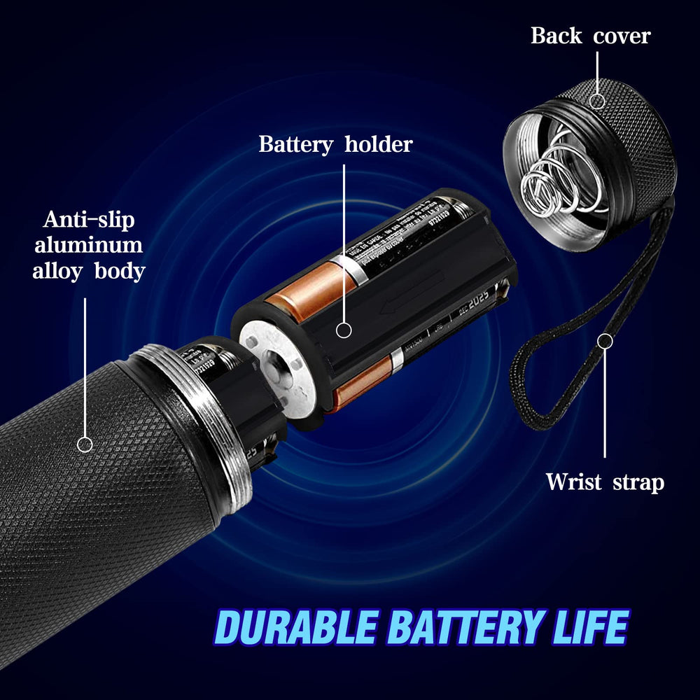 Whaply Black Light Flashlight close-up of 395nm UV LED reveals details