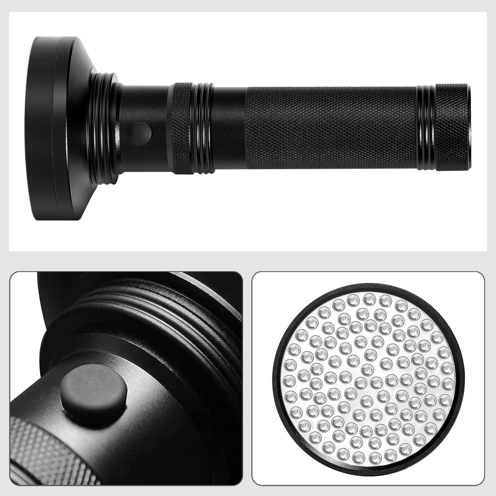 Whaply Black Light Flashlight rugged aluminum body with non-slip grip for outdoor use
