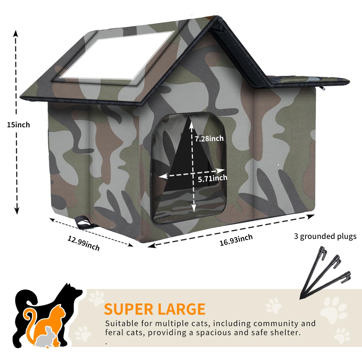 WHDPETS weatherproof fabric and EVA insulation keep the shelter dry and cozy.