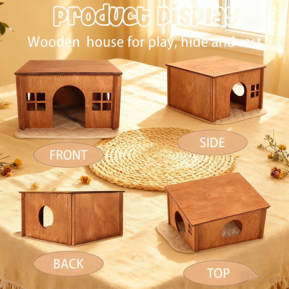 WHEARTED wooden guinea pig hideout open doors invite exploration and easy access.