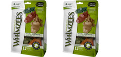 Whimzees Alligator Chews packaging showing gluten-free natural dog treats for dental care.