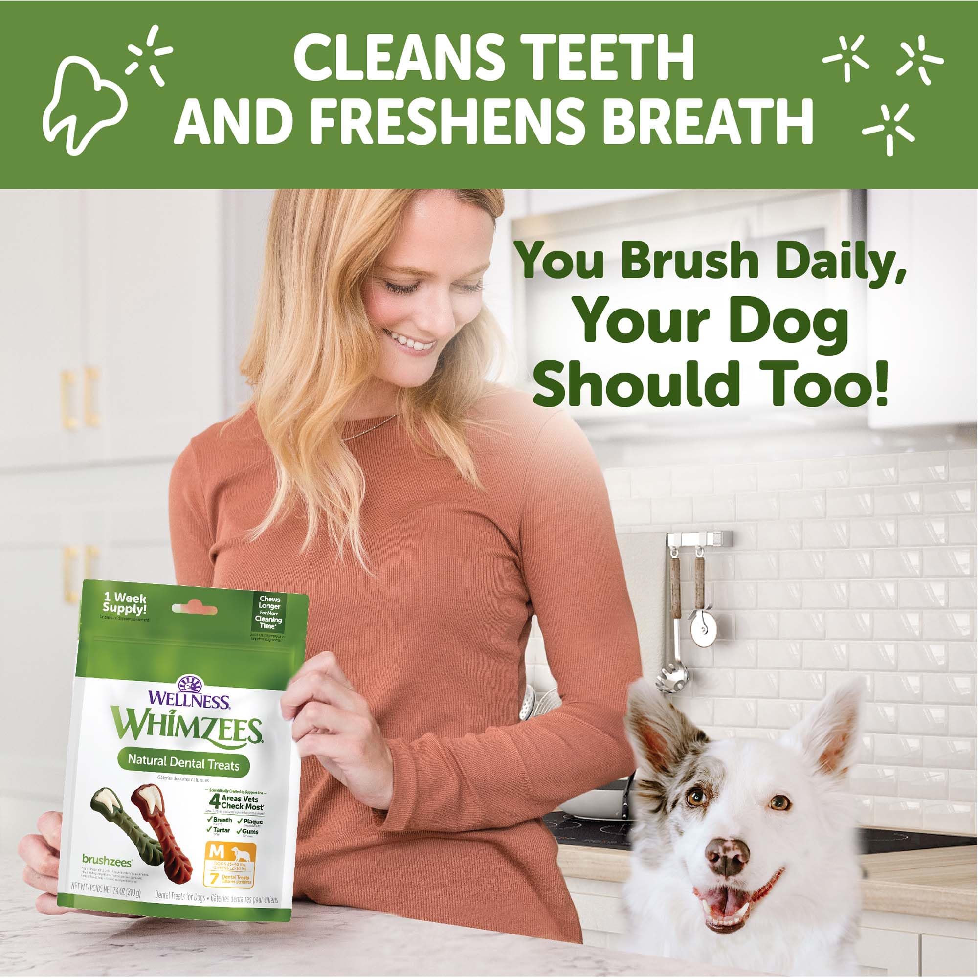 Whimzees dog enjoying chew demonstrates positive chew time.