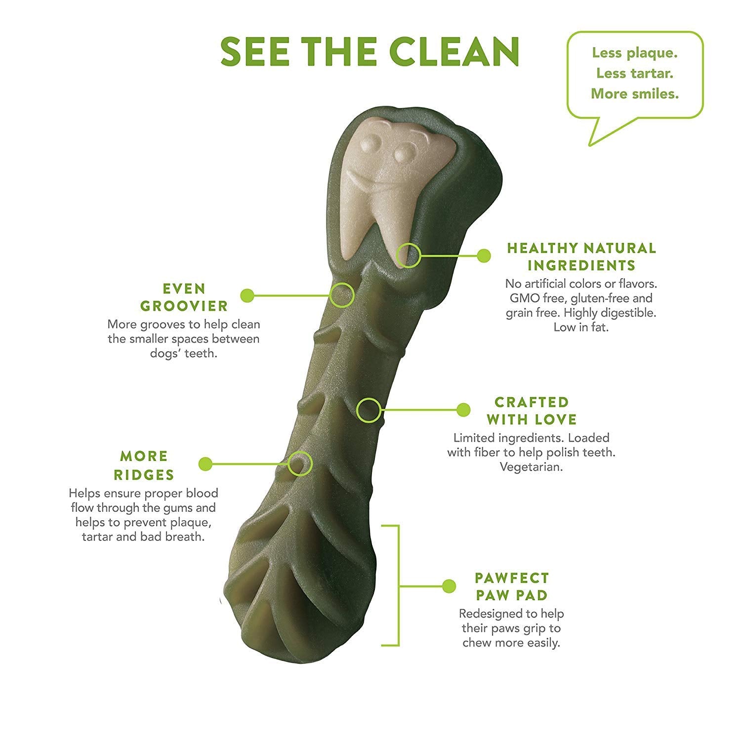 Whimzees Large Brushzees dog chewing action demonstrates long-lasting chew time for dogs.