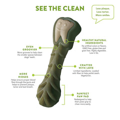 Whimzees Large Brushzees dog chewing action demonstrates long-lasting chew time for dogs.