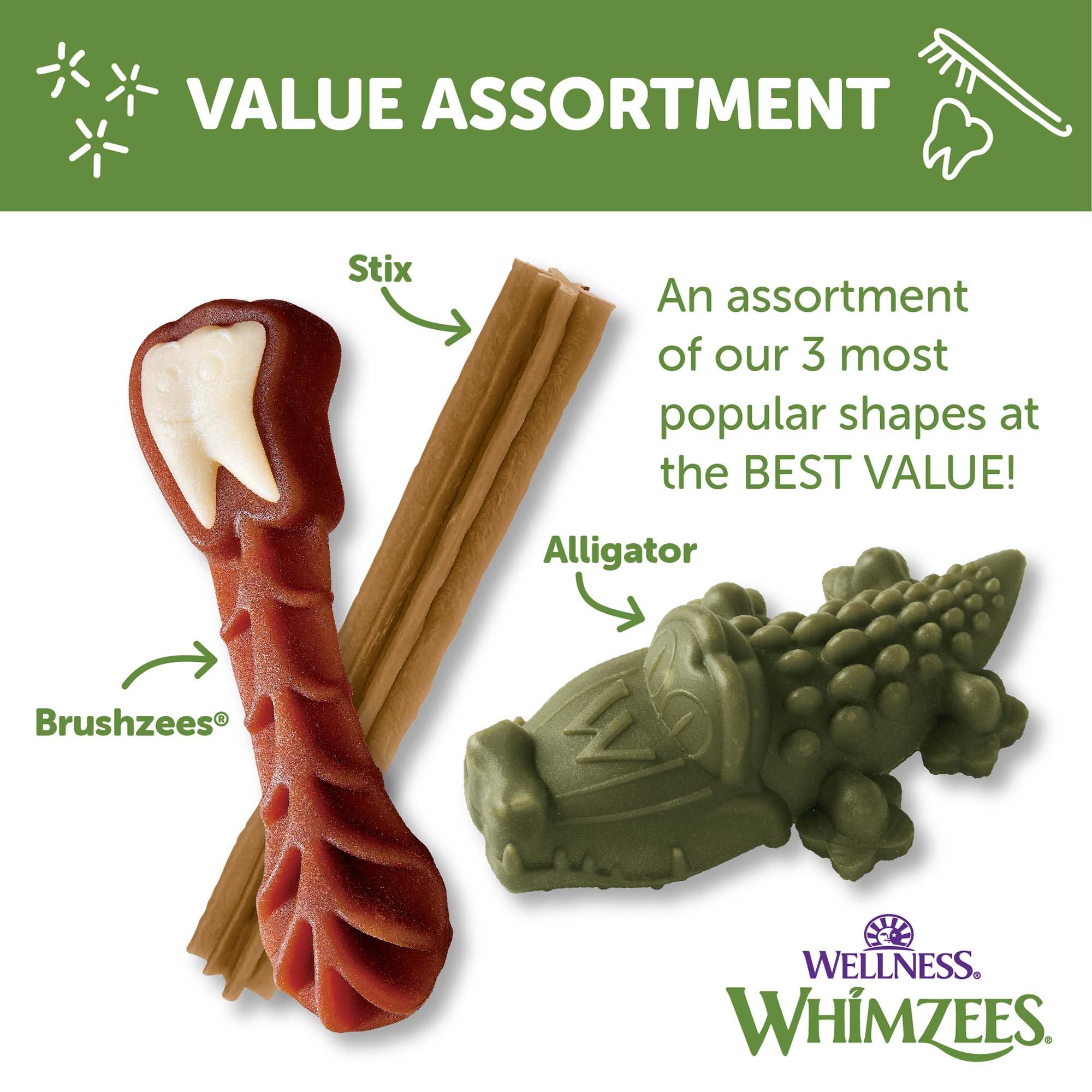 Whimzees medium dental chews texture closeup shows engaging chew time.