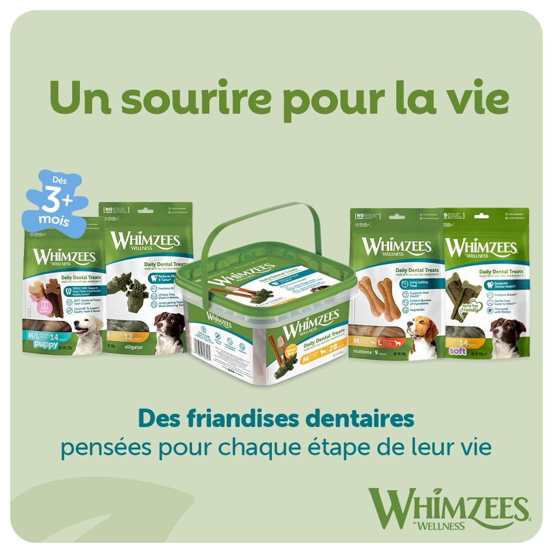 Whimzees set of shapes graphic demonstrates varied chewing experiences