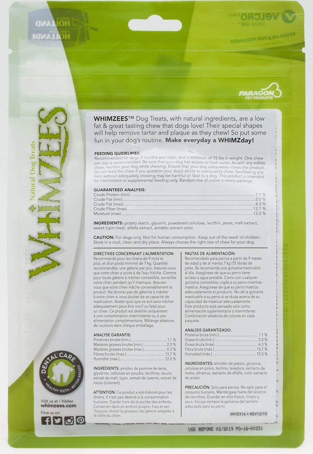 Whimzees Stix dog chew in action highlighting dental care use.