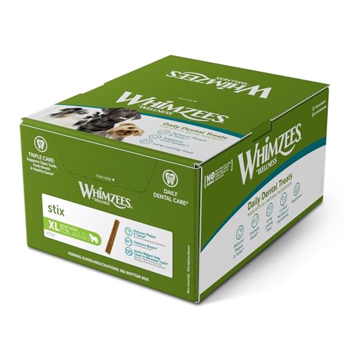 Whimzees Stix X-Large ingredients close-up emphasizing plant-based formula