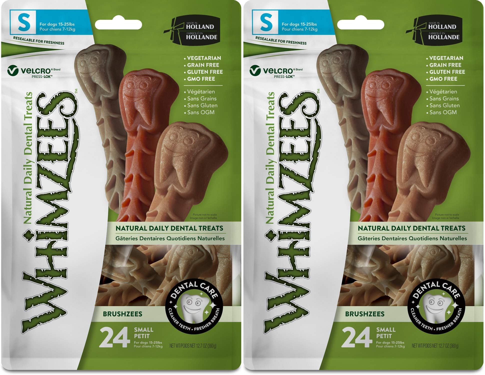 Whimzees Toothbrush Star Small chews for small dogs promote easy daily dental care.