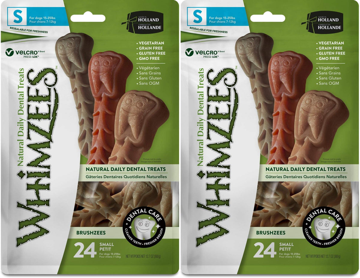 Whimzees Toothbrush Star Small chews for small dogs promote easy daily dental care.