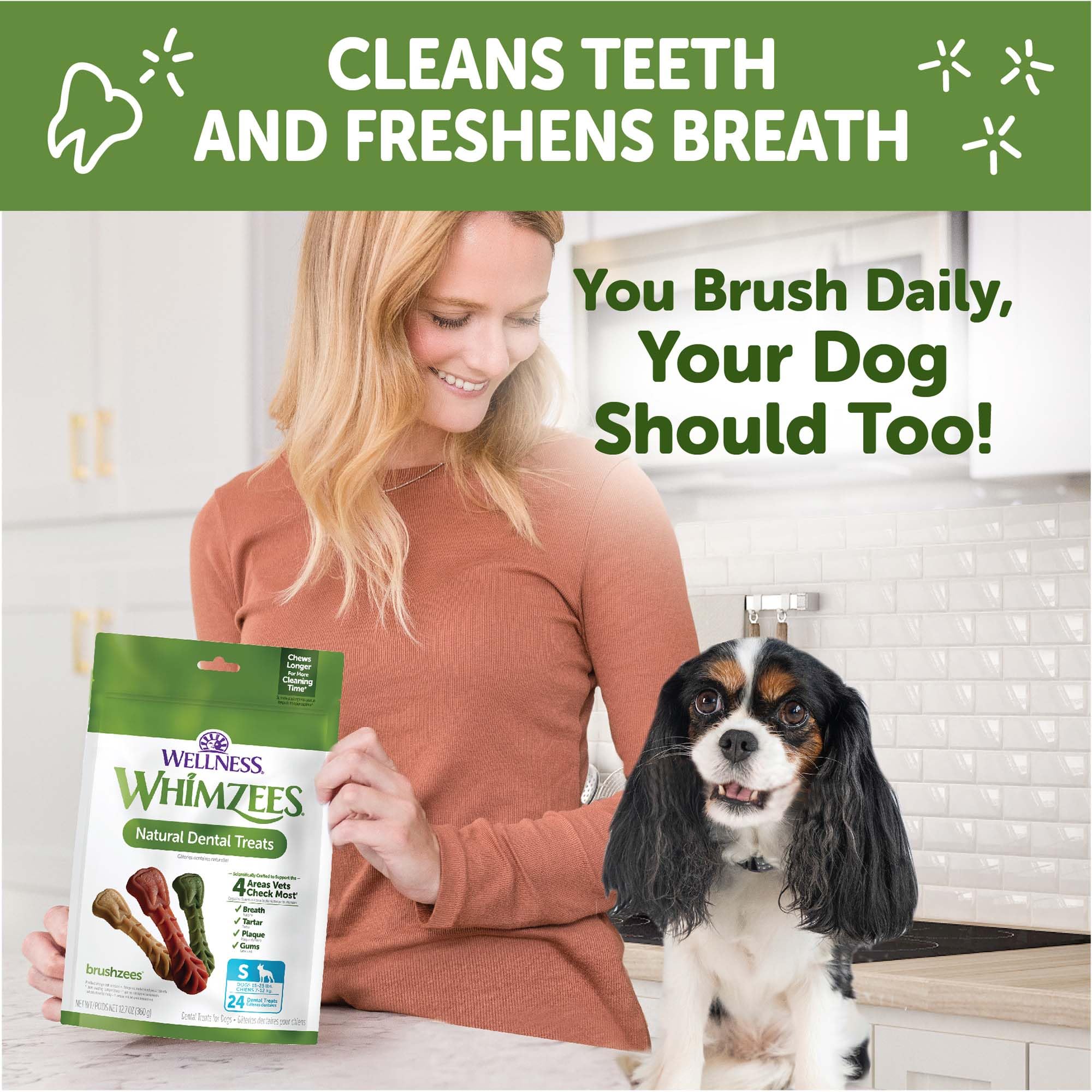 Whimzees Wellness vegetarian natural ingredients; suitable for dogs with sensitivities.