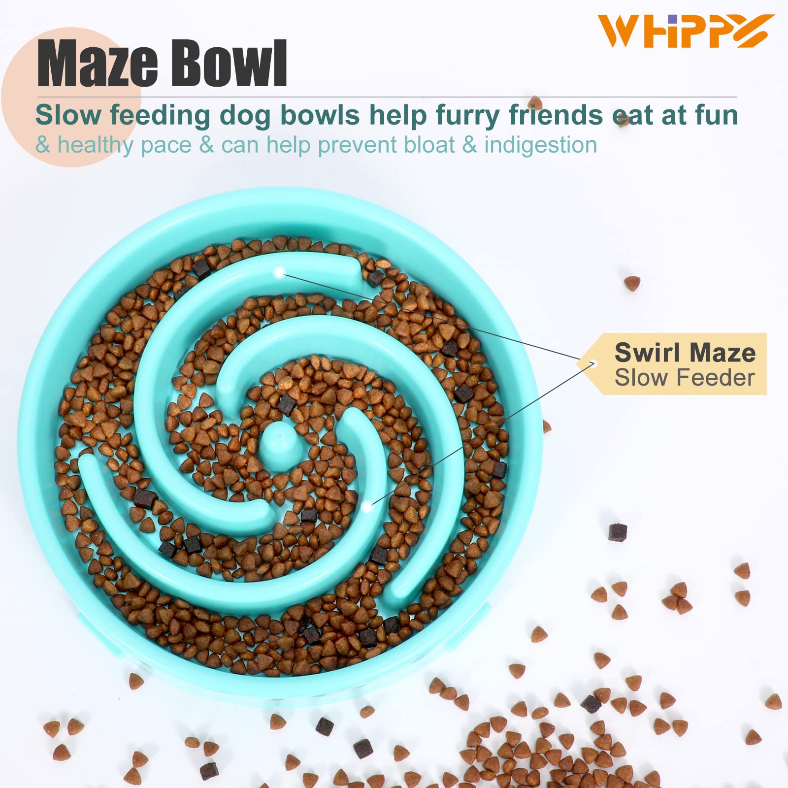 WHIPPY dog bowl anti-slip bottom keeps it steady during active eating