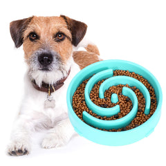 WHIPPY slow feeder bowl blue maze design promotes measured meals and longer mealtime engagement