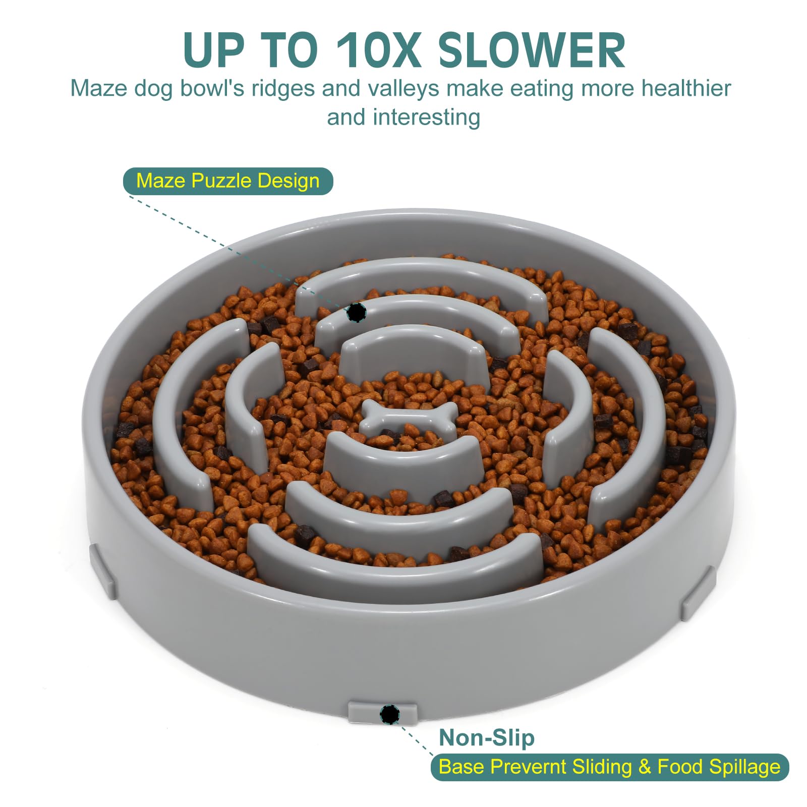 WHIPPY slow feeder bowl maze inside detail highlights engaging puzzle for longer meals