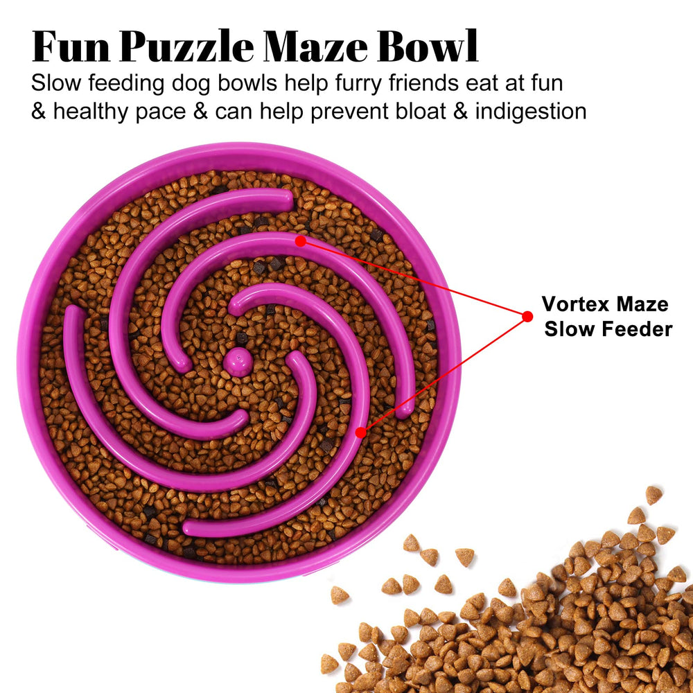Whippy slow feeder bowl purple anti-slip bottom prevents spills during meals