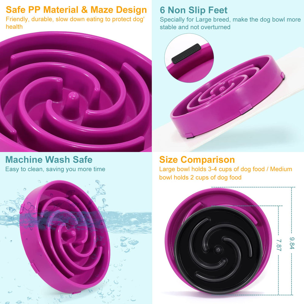 Whippy slow feeder bowl purple supports dry, wet, or raw diets with versatility