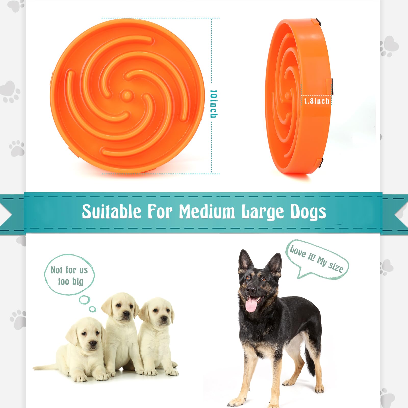 WHIPPY slow feeder orange bowl is top-rack dishwasher safe for easy cleaning