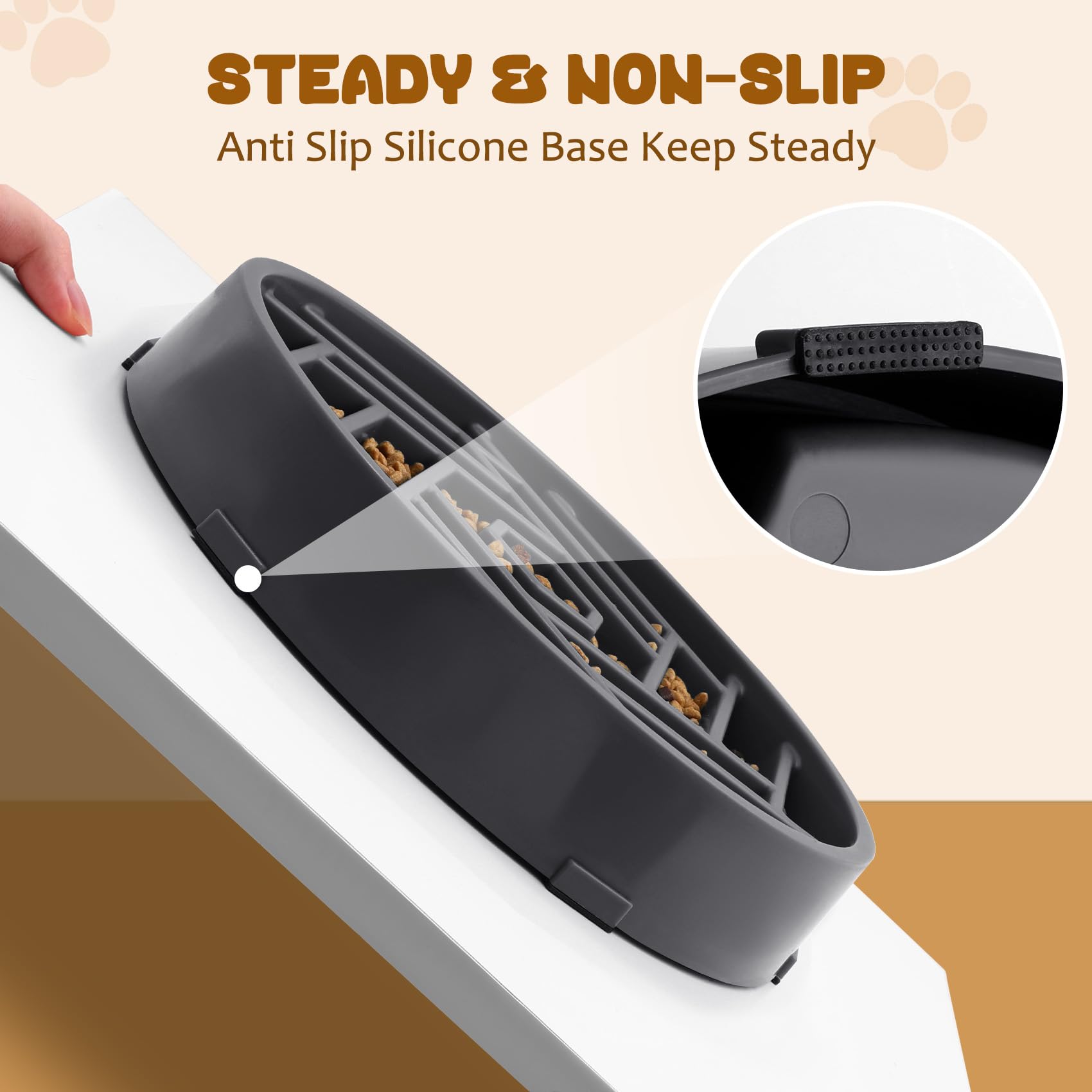 WHIPPY slow feeder gray 3-cup capacity fits regular meal portions