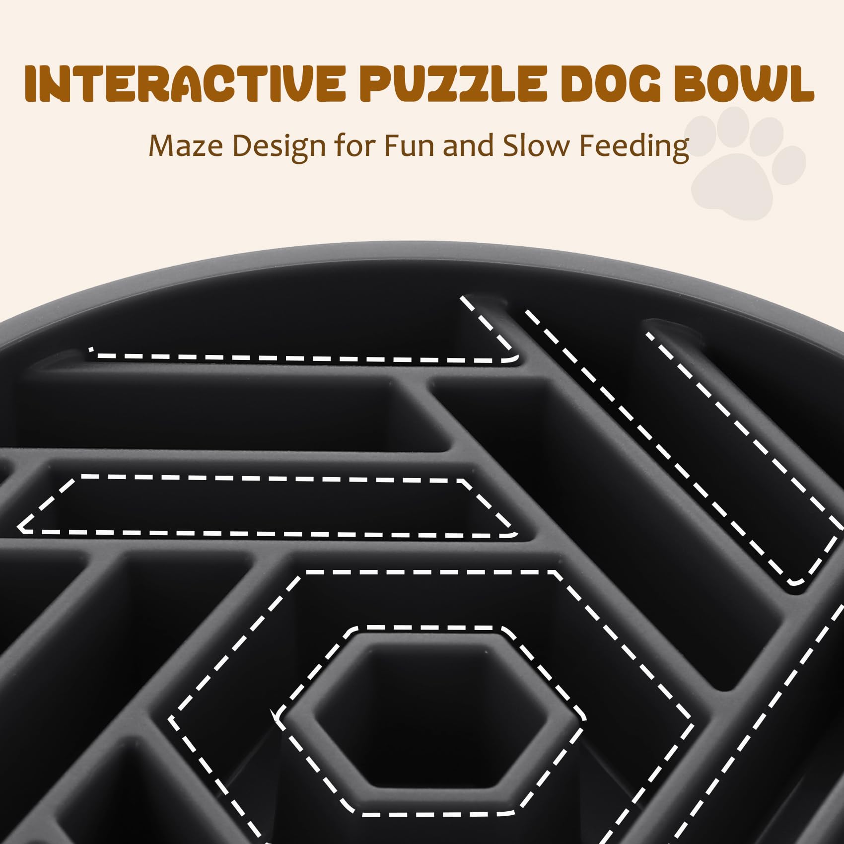 WHIPPY slow feeder gray puzzle pattern angle view for interactive mealtime