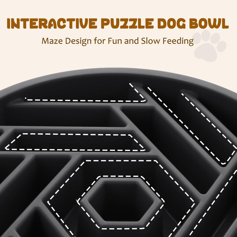 WHIPPY slow feeder gray puzzle pattern angle view for interactive mealtime