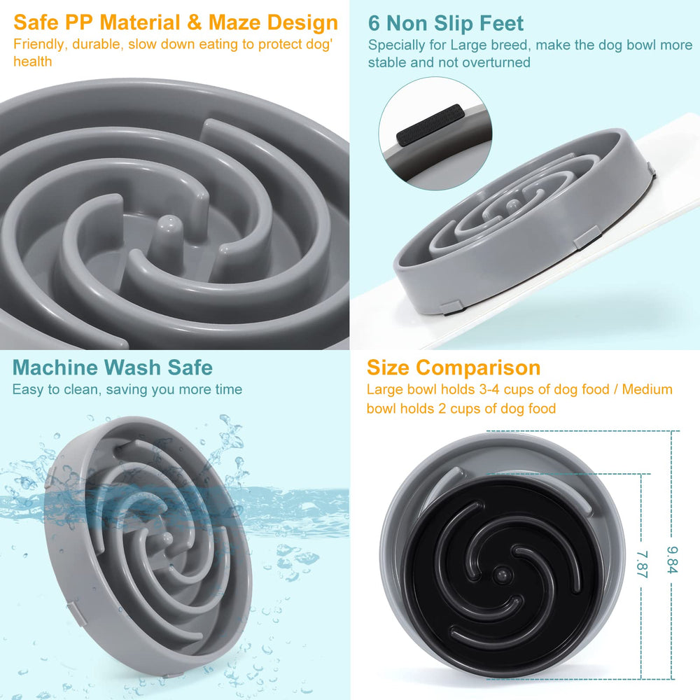 WHIPPY Slow Feeder light gray bowl demonstrates durable, dishwasher-safe construction.