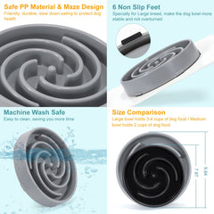 WHIPPY Slow Feeder light gray bowl demonstrates durable, dishwasher-safe construction.