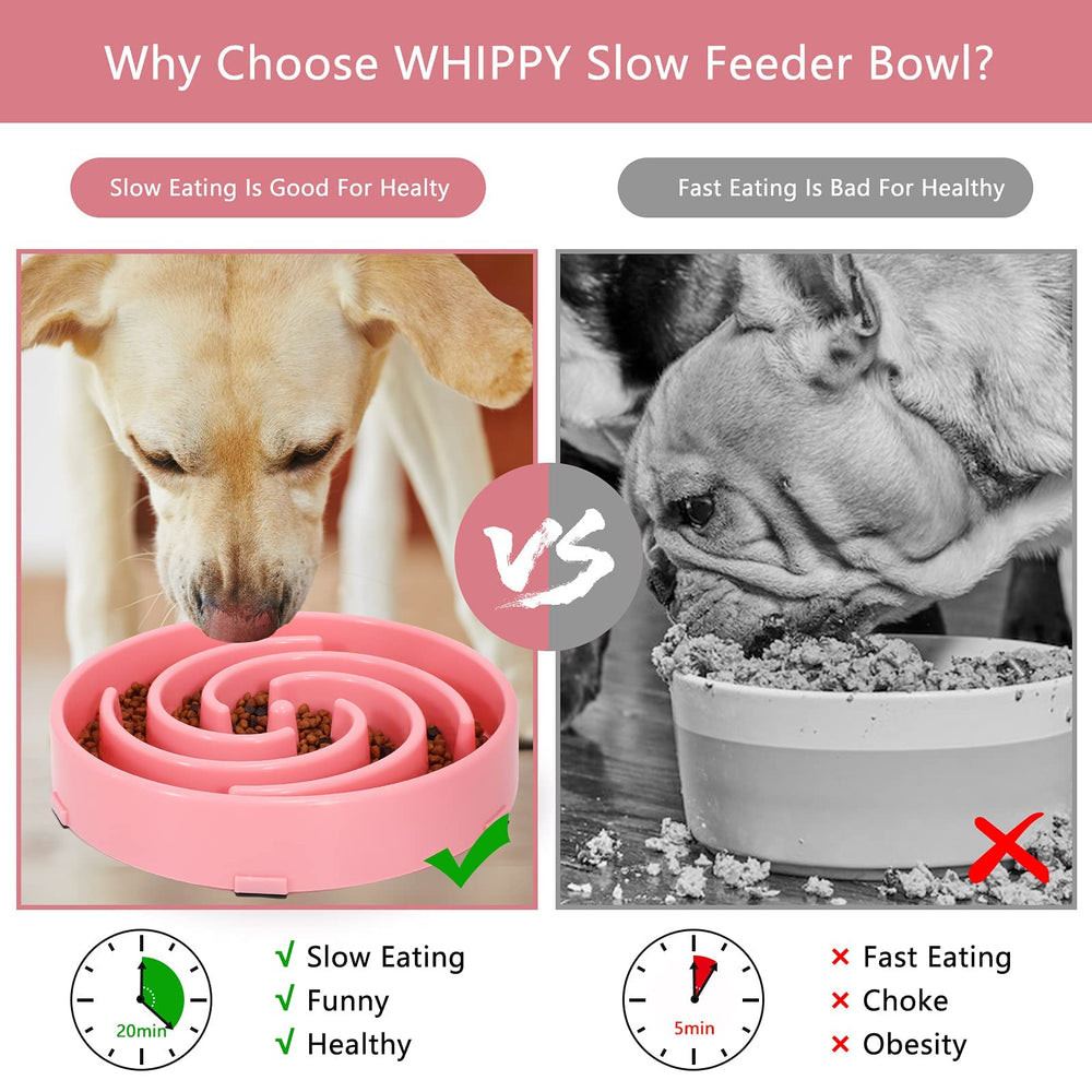 Whippy pink slow feeder in use during mealtime for an engaging challenge.