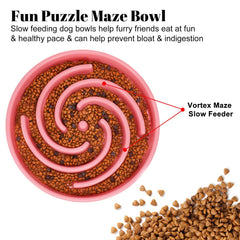 Whippy pink maze bowl, top view, shows the maze pattern for deliberate bites.