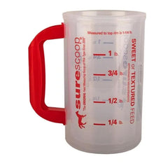Whirley DrinkWorks SureScoop measures pelleted and sweet feed for accurate portions.