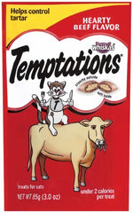 Whiskas Temptations Clásicas para Gatos sabor ternera, paquete de 4 bocaditos crujientes para premiar