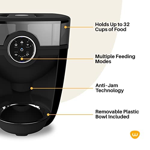 Whisker Feeder-Robot app control screen shows remote feeding and scheduling flexibility.
