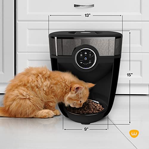 Whisker Feeder-Robot smoke grey hopper emphasizes large capacity for multi-pet homes.