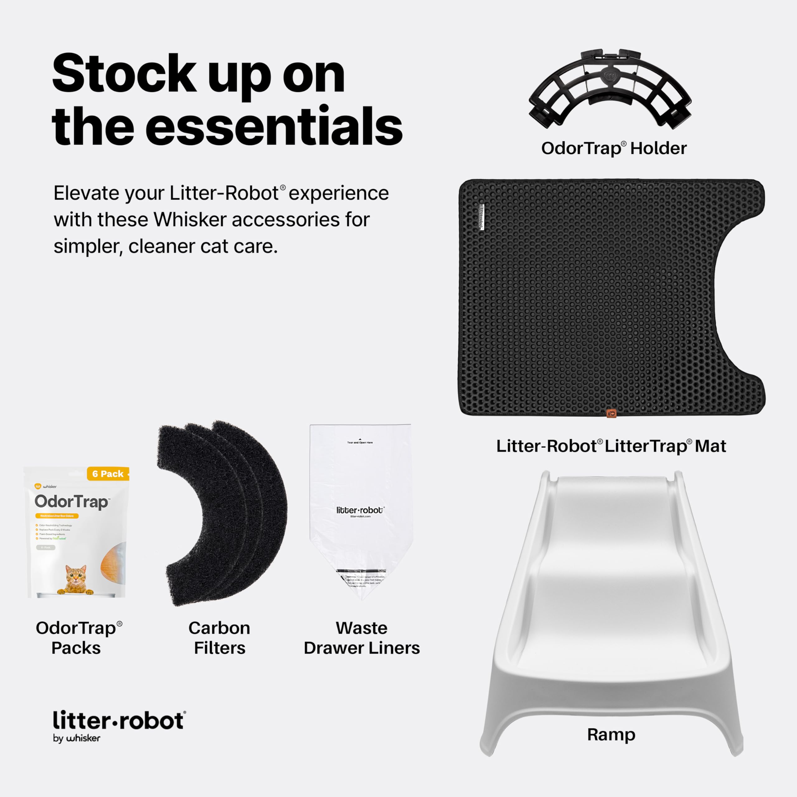 Whisker odor-control replacement reminder supports regular maintenance.
