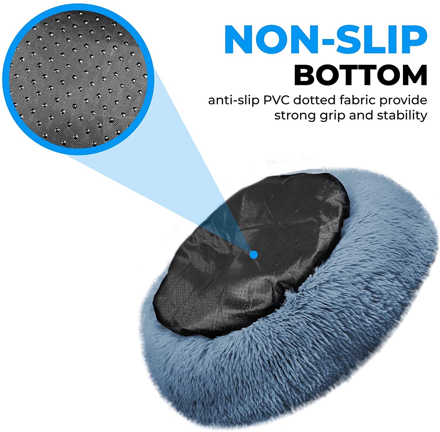 Whiskers & Friends bed elevated rim supports head and neck comfort.