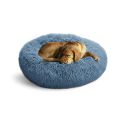 Whiskers & Friends round fluffy dog bed closeup highlights plush texture for cozy naps