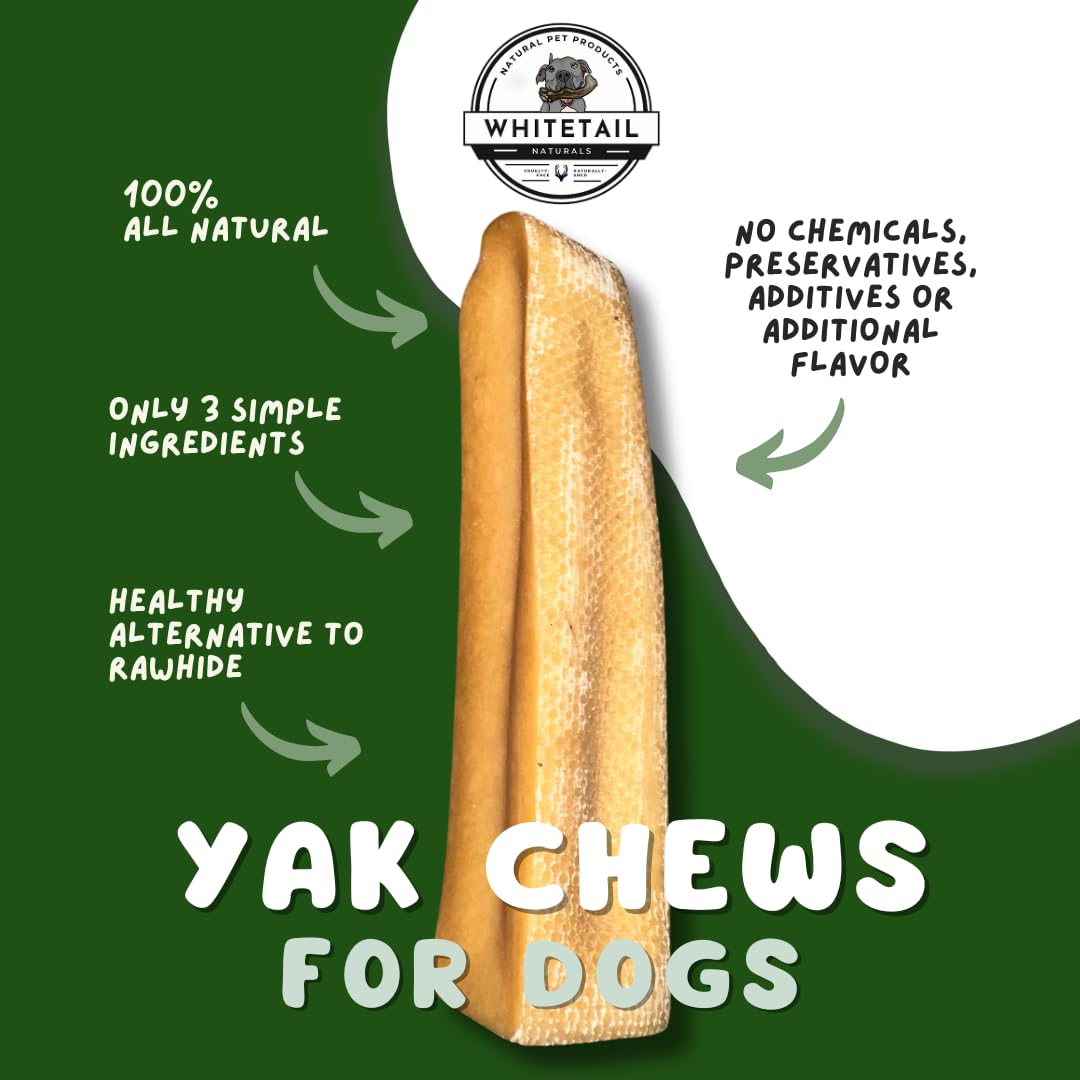 WhiteTail Naturals Yak Cheese Dog Chews closeup reveals hard texture for dental support