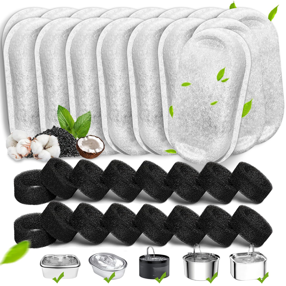 Whksoy cat fountain filters 32-pack package keeps pet water clean and fresh.