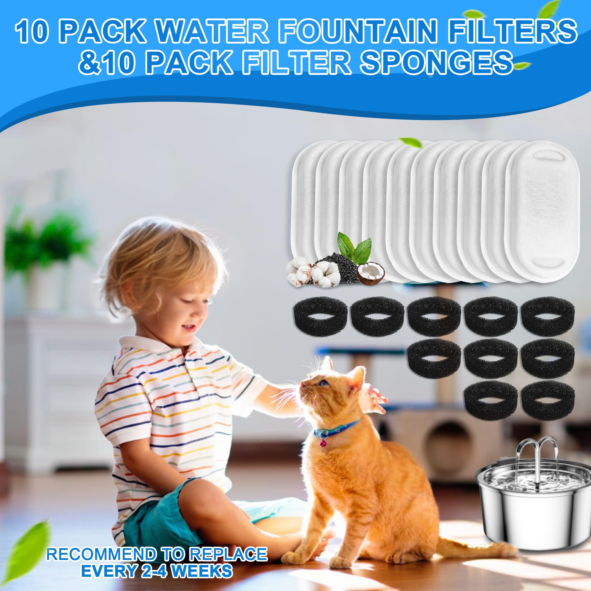 Whksoy cat fountain filters material closeup highlights eco friendly filtration media.