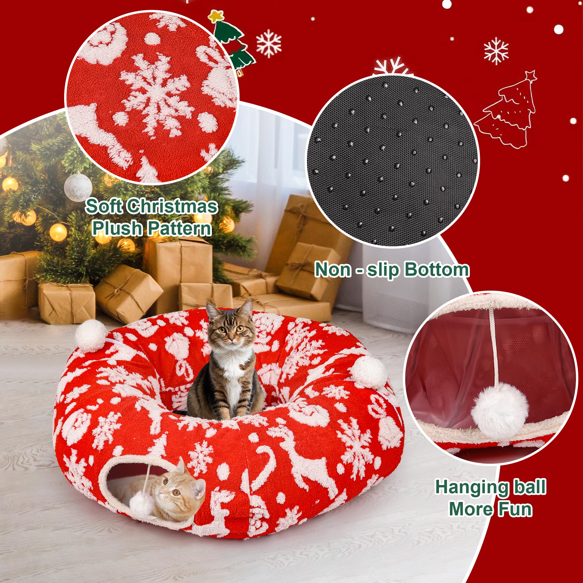 Whmayai cat tunnel plush interior delivers cozy comfort during play and rest sessions