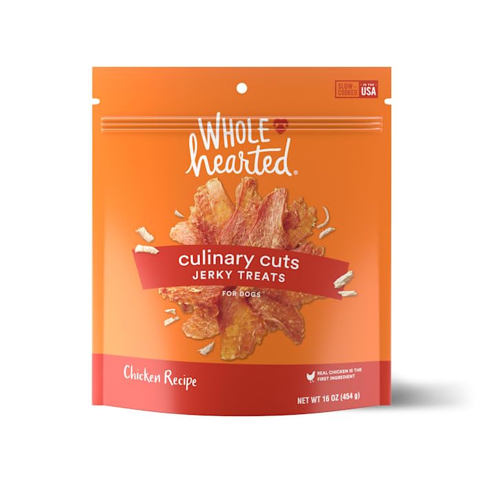 WholeHearted Culinary Cuts chicken jerky strip for dogs, a protein-rich snack