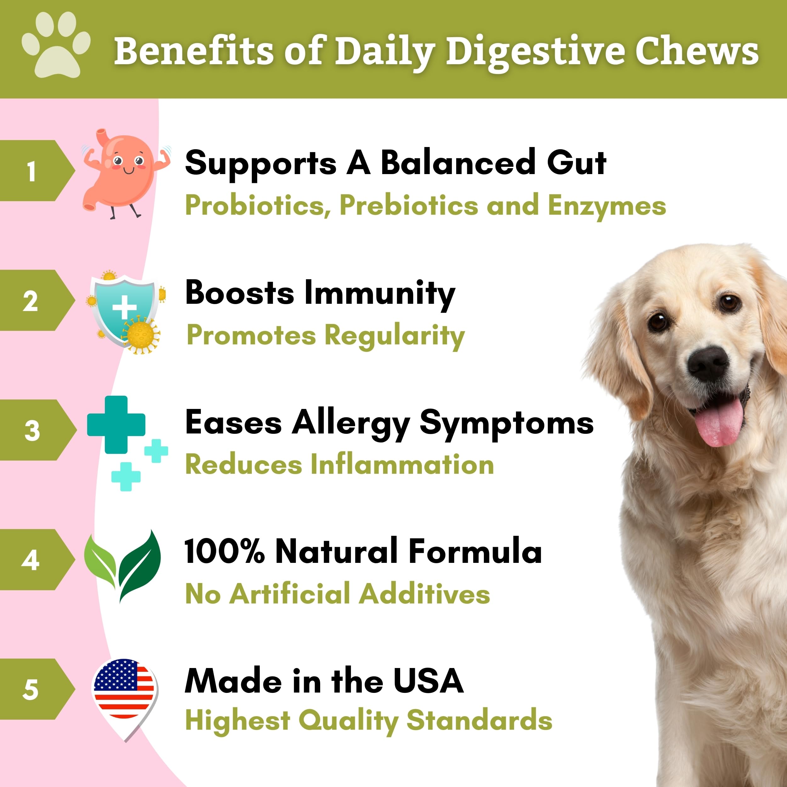 Wholistic Digest-All Plus dog enjoying chew demonstrates easy daily use