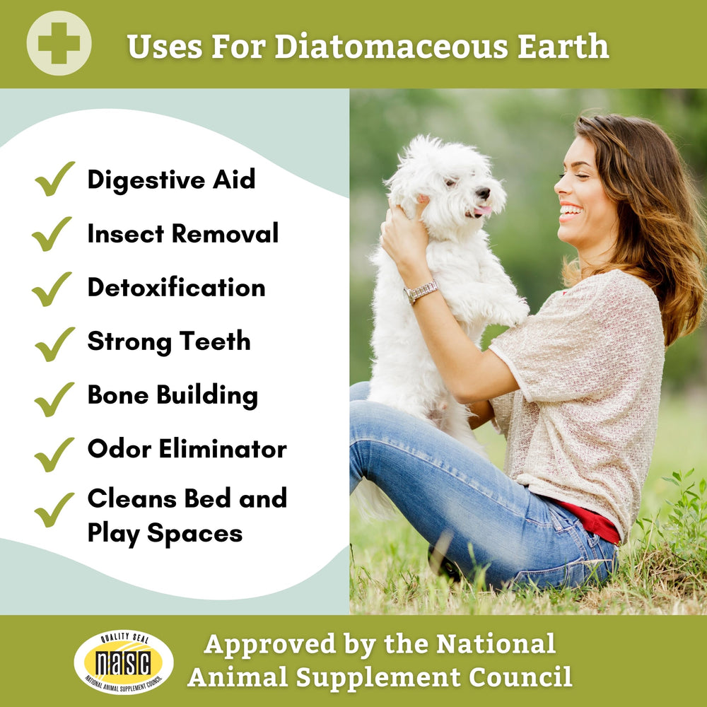 Wholistic Pet Organics Diatomaceous Earth freshwater-sourced silica provides natural mineral content
