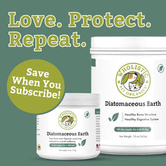 Wholistic Pet Organics Diatomaceous Earth used for pet care versatility in meals and care
