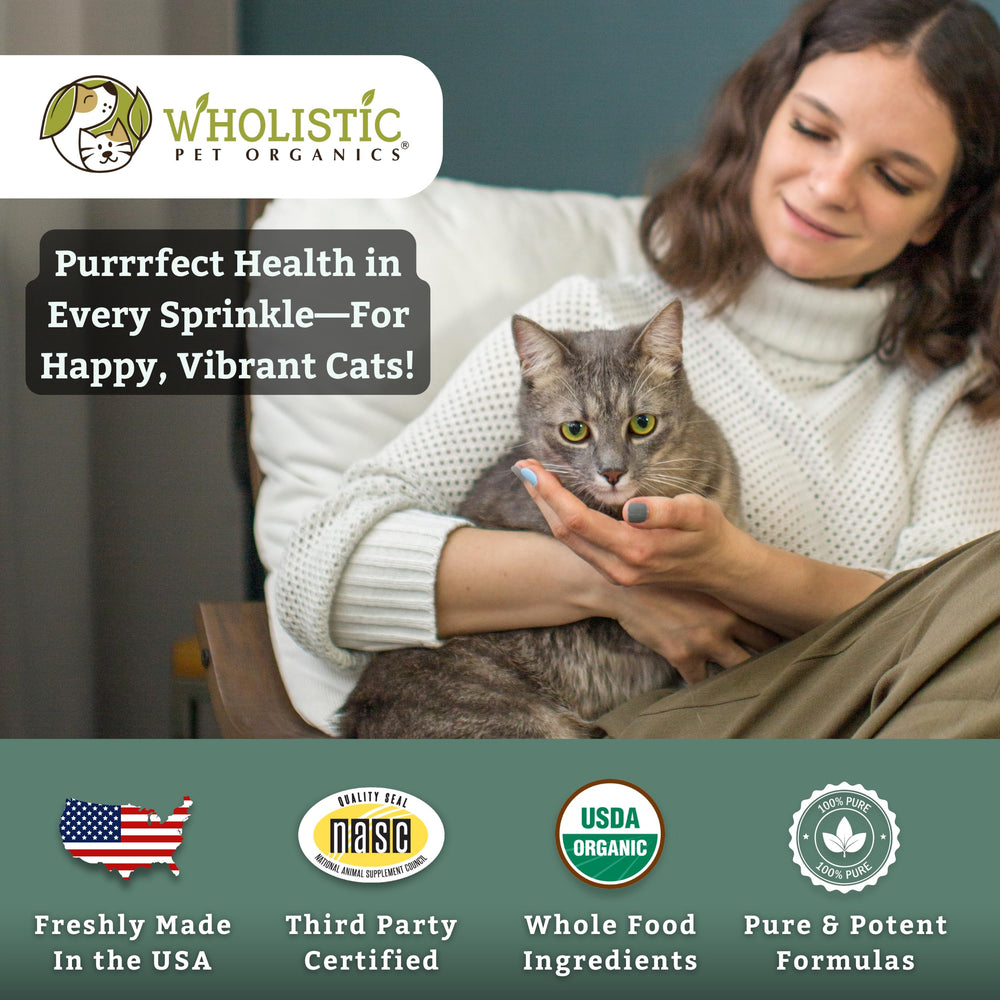 Wholistic Pet Organics Feline Complete immunity focus on overall wellness.