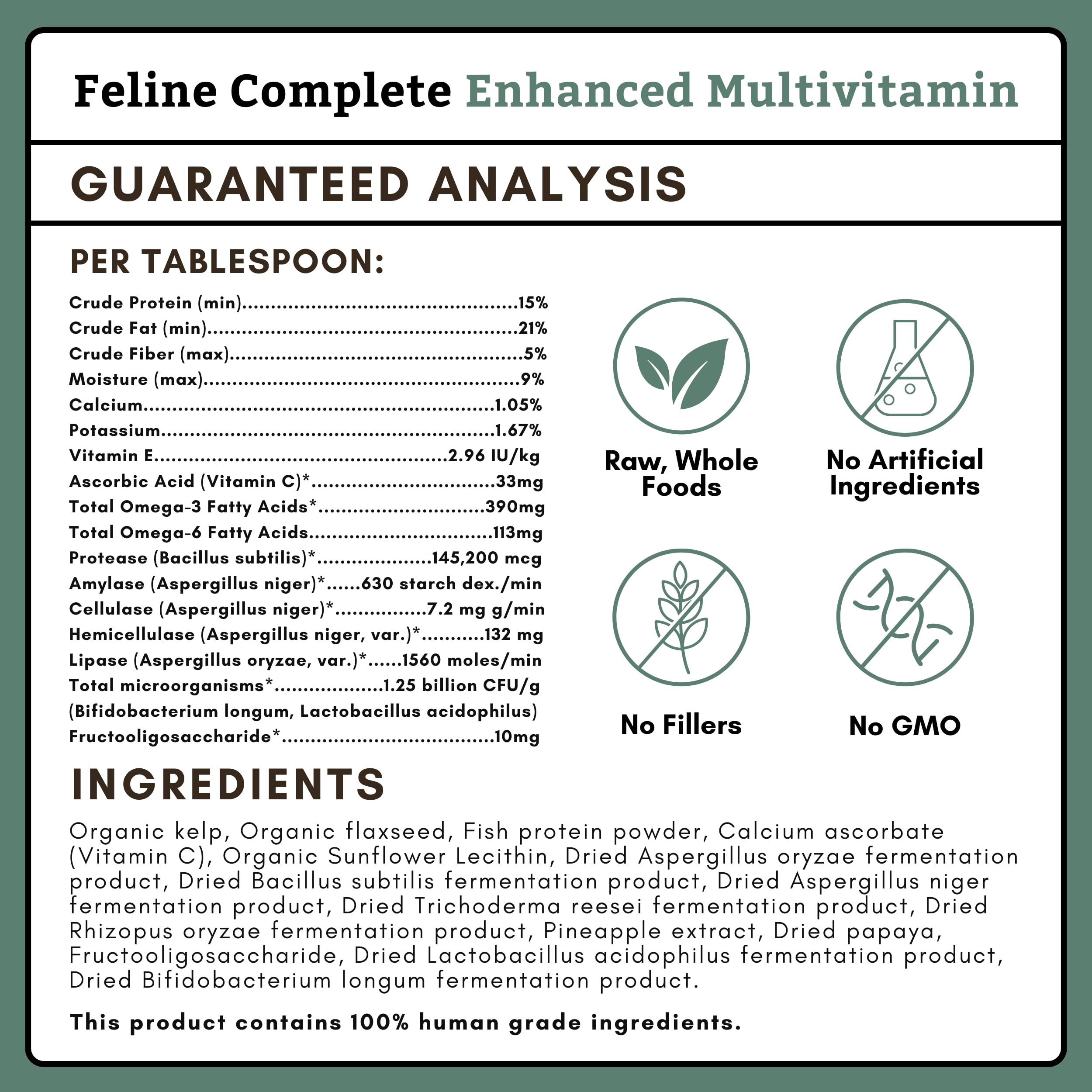 Wholistic Pet Organics Feline Complete powder closeup showing texture.